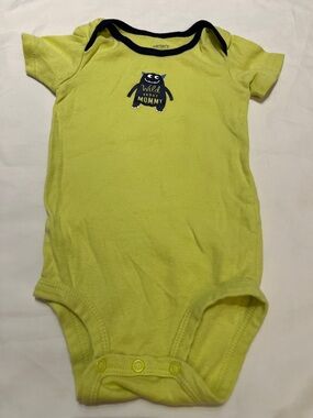 “Bundle 10/$13” Carters 9m Lime Green and Navy 'Wild About Mommy Bodysuit baby